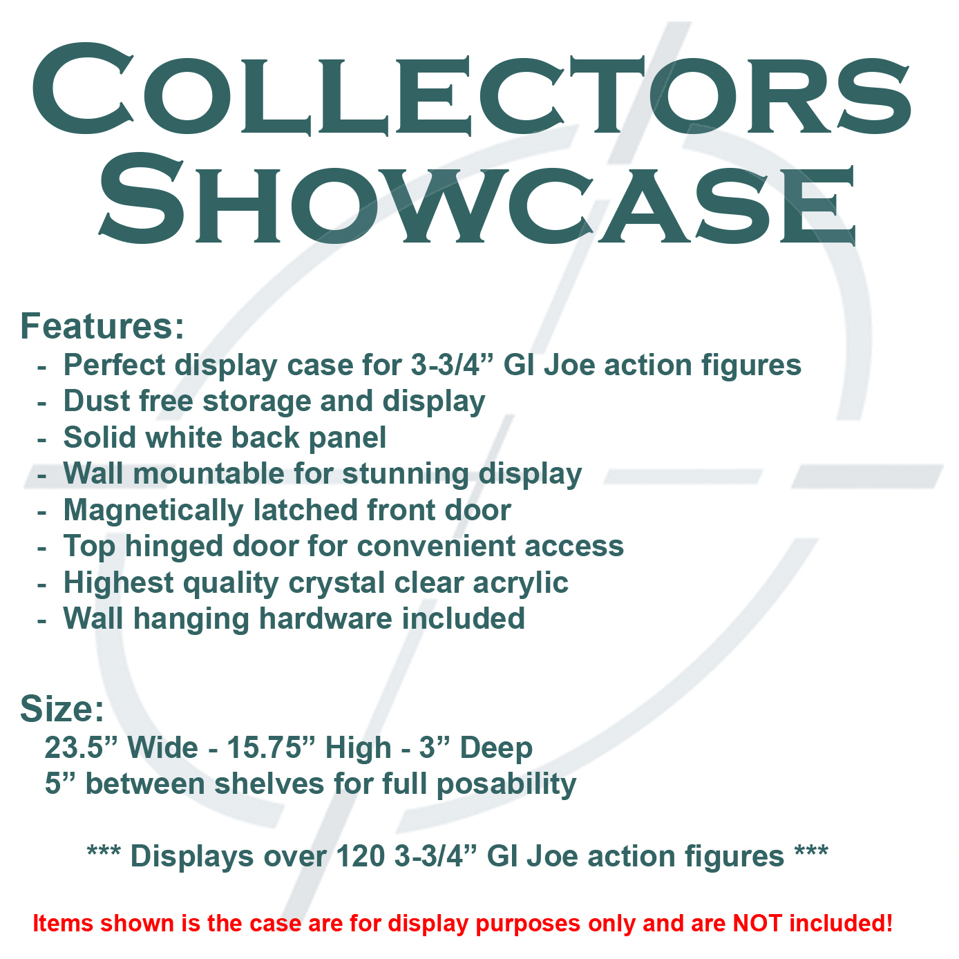 Collectors Showcase – Premium Display Case for 3-3/4 GI Joe Action Figures -S2MS