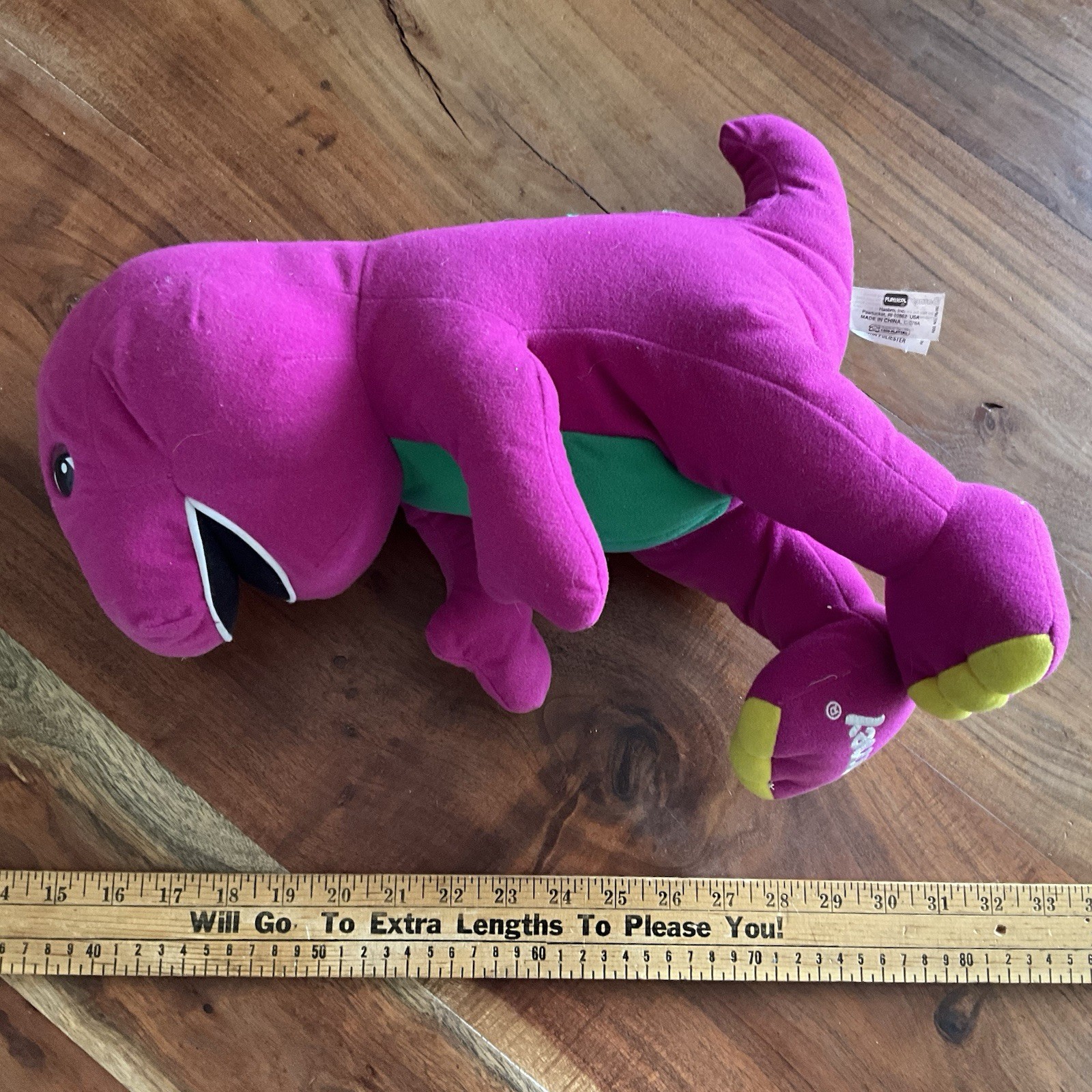 Vintage 1992 Talking Barney Playskool 18&Prime; Plush Toy Purple Dinosaur Video