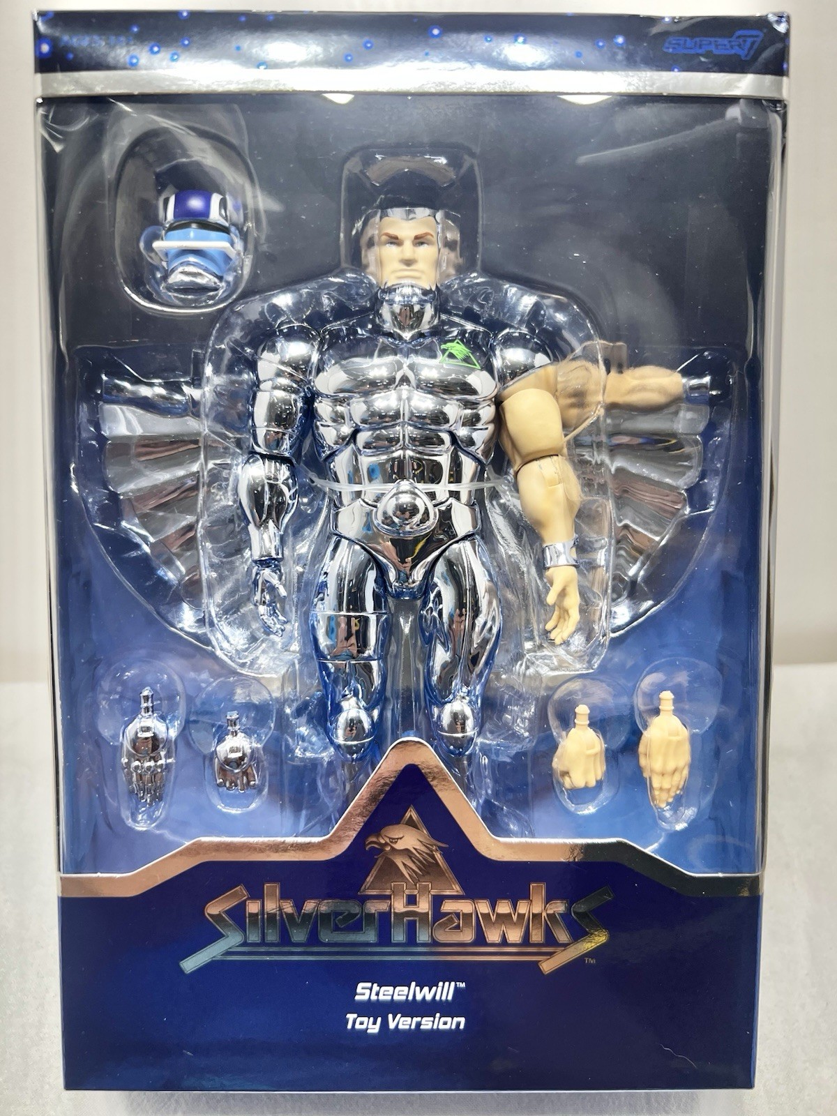 Super7 Silverhawks Steelwill Toy Version Action Figure With Accessories