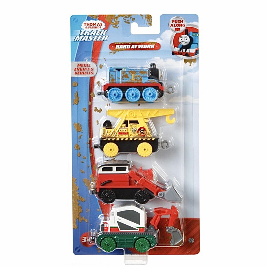 Thomas & Friends TrackMaster Push Along Trains and Vehicles, Hard At Work 4-Pack