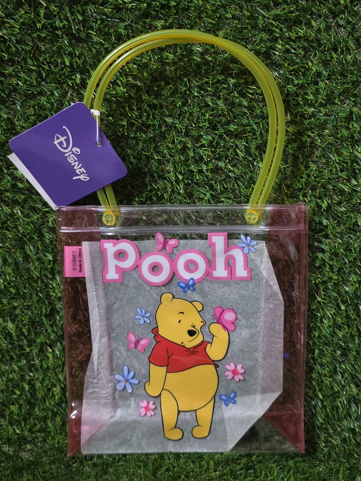 NEW WITH TAG WINNIE THE POOH CLEAR TOTE BAG 7.5 INCHES X 8 INCHES