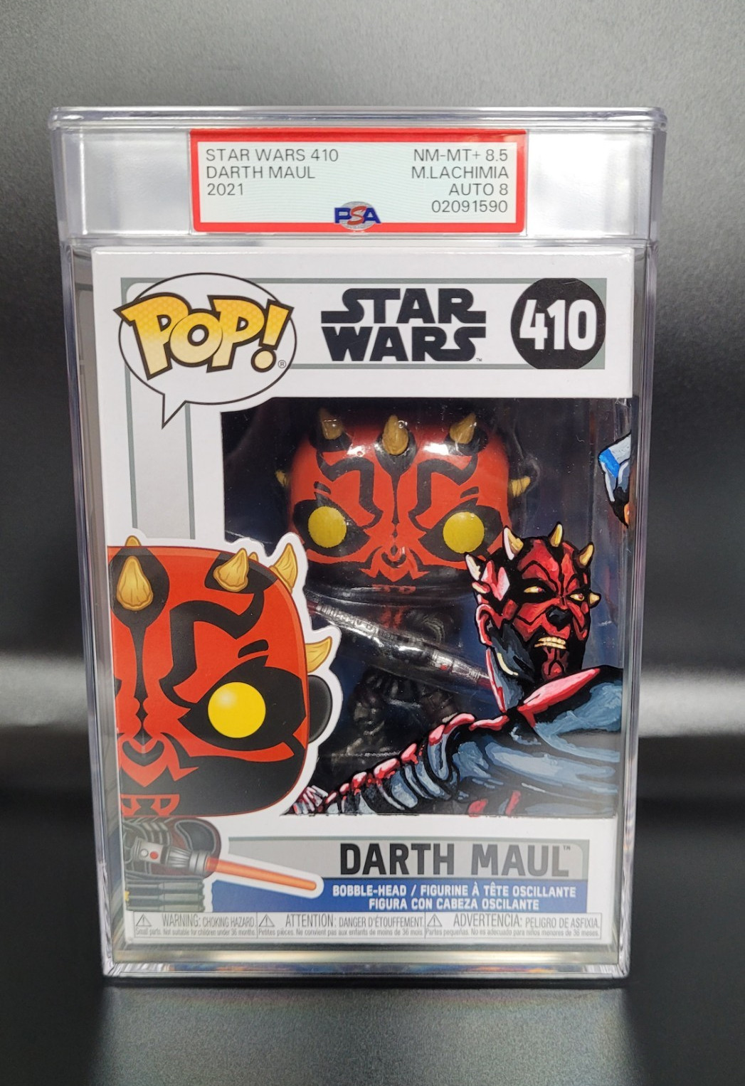 Funko Pop! Star Wars Darth Maul #410 Autographed M.Lachimia PSA 8.5 2021