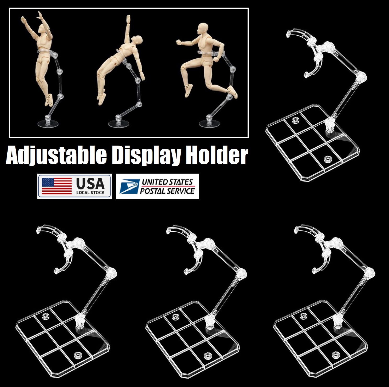 10 × Adjustable Action Figure Display Holder Base Doll Model Support Stand USA