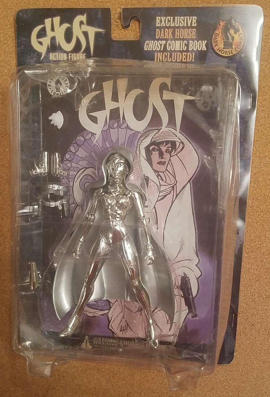 Dark Horse Comics Ghost Action Figure Chrome Version 1998 with Comic Book NIB