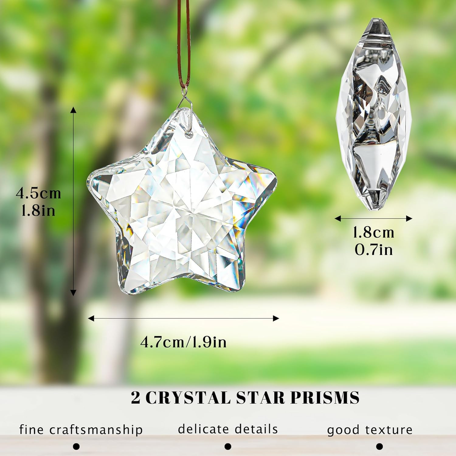 2 Pcs 2&Prime; Crystal Sun Catcher Prisms for Windows Star Chandelier Crystals Clea…