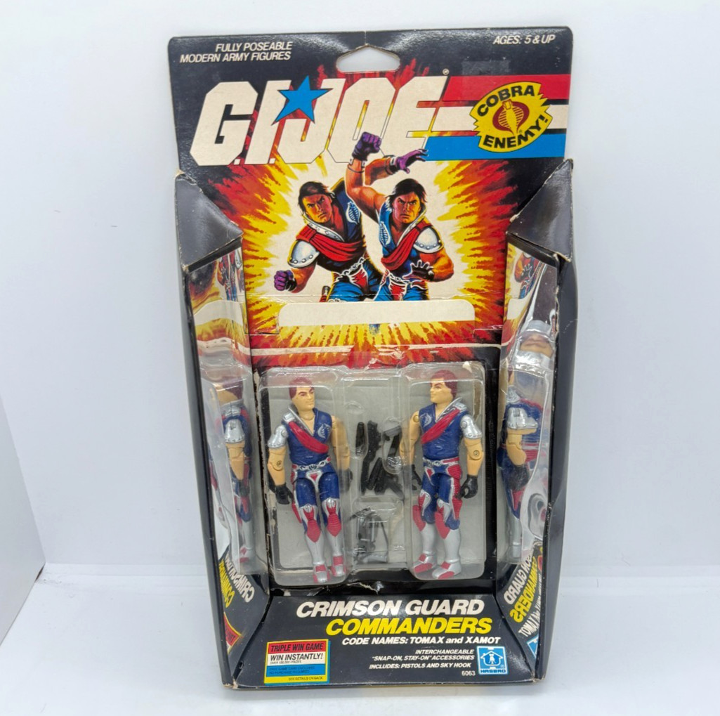 💥RARE 1985 GI JOE CRIMSON TWINS XAMOT TOMAX Complete UNCUT CARD bubble BOX💥