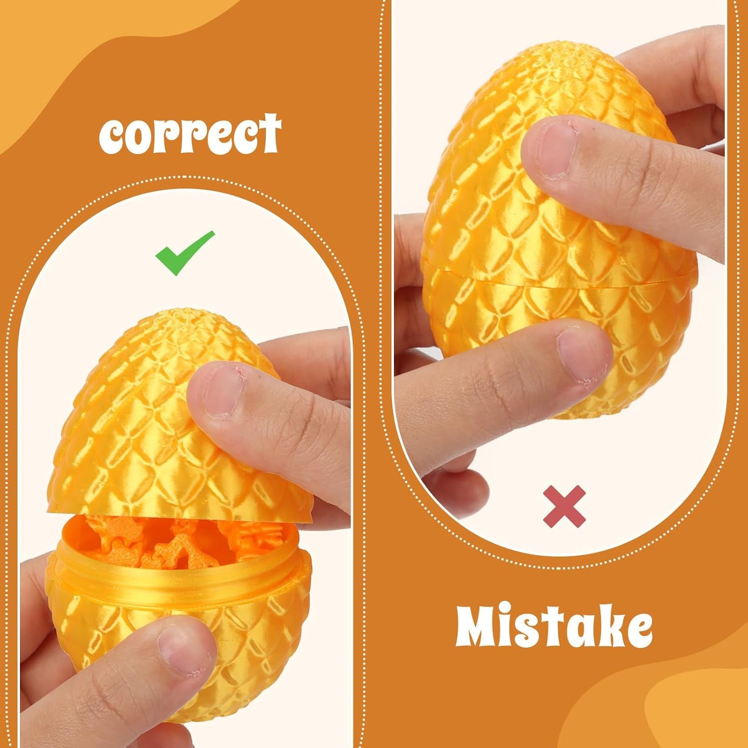 3D Printed Dragon Eggs with Dragon Inside,5 Inch Movable Articulated Dragon