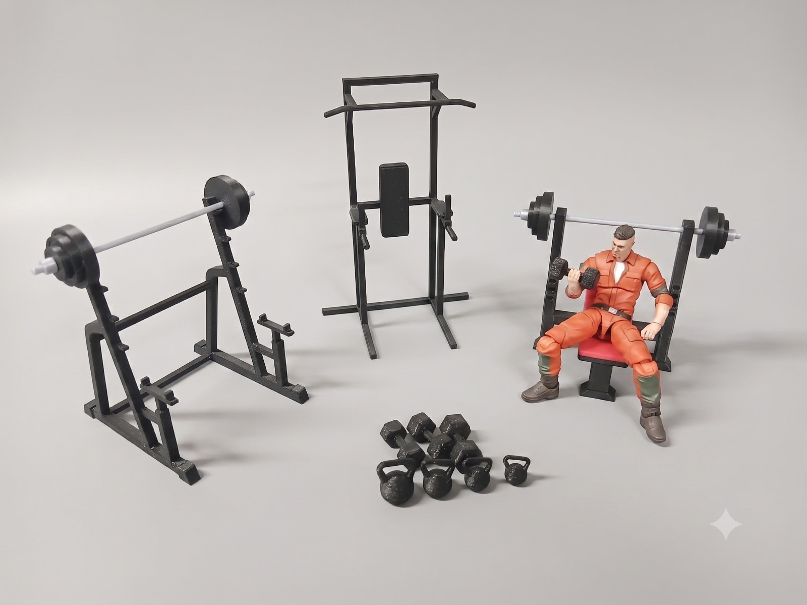 GYM EXERCISE WEIGHTs EQUIPTMENT for 1:18 SCALE FIGURE DIORAMA GI JOE STAR WARS