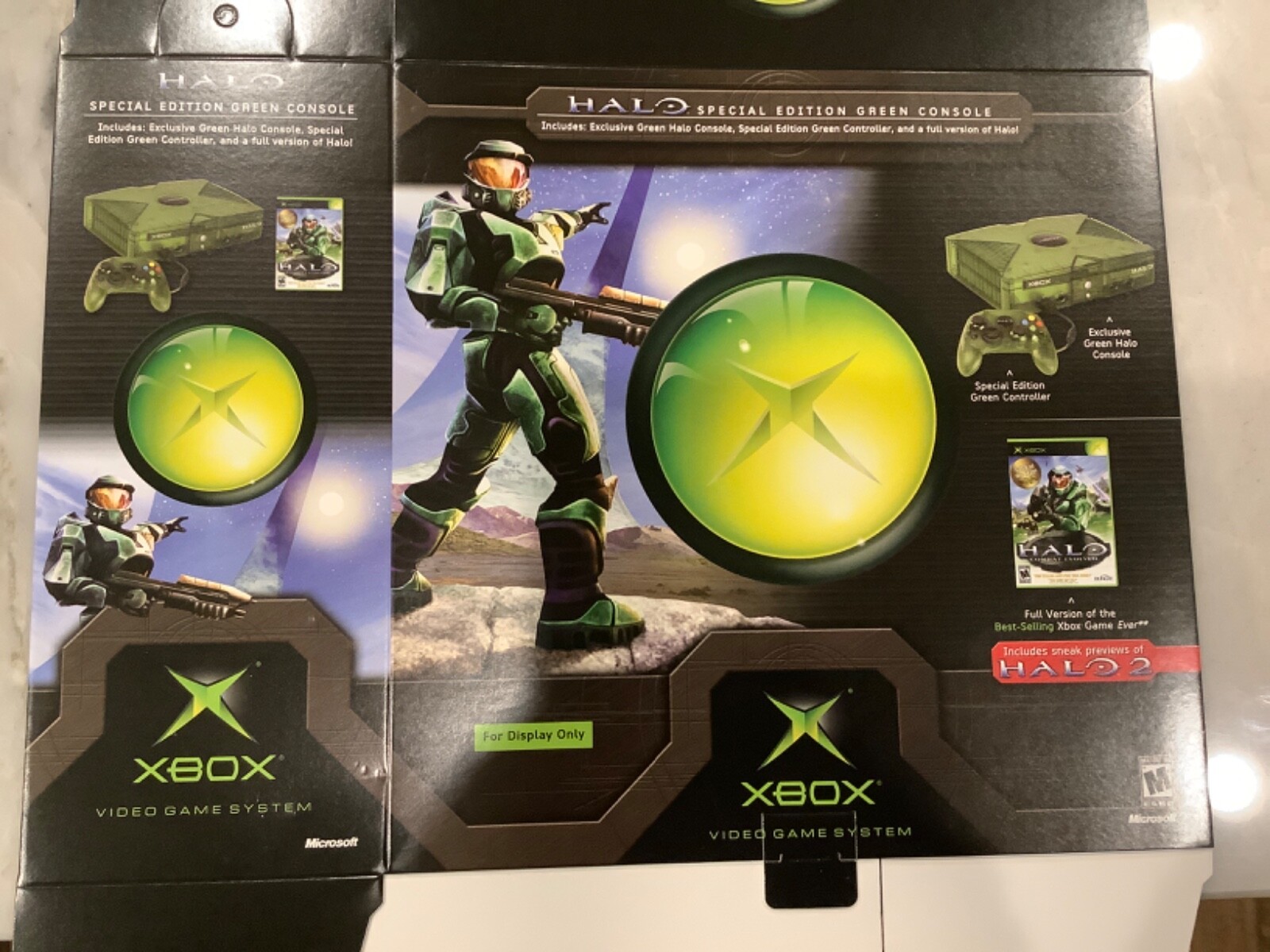 2003 HALO MASTER CHIEF GREEN XBOX STANDEE GAME STORE Counter DISPLAY poster box
