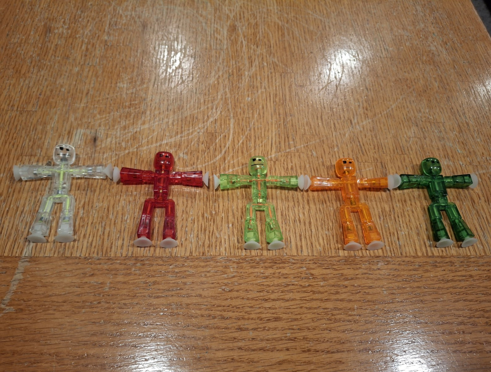 Lot of 5 Translucent StikBot Poseable Stick Figure Mini Action Figures, Plastic