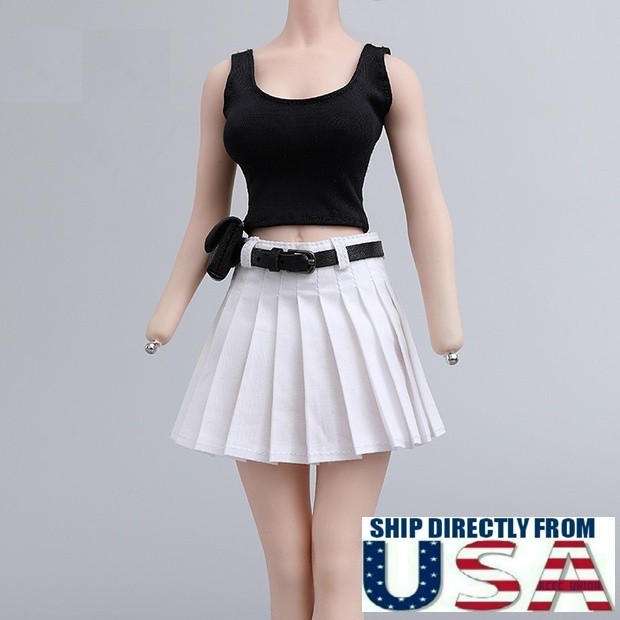 1/6 Tank Top Pleated Skirt Belt Bag Set For 12&Prime; PHICEN Hot Toys Female Figure
