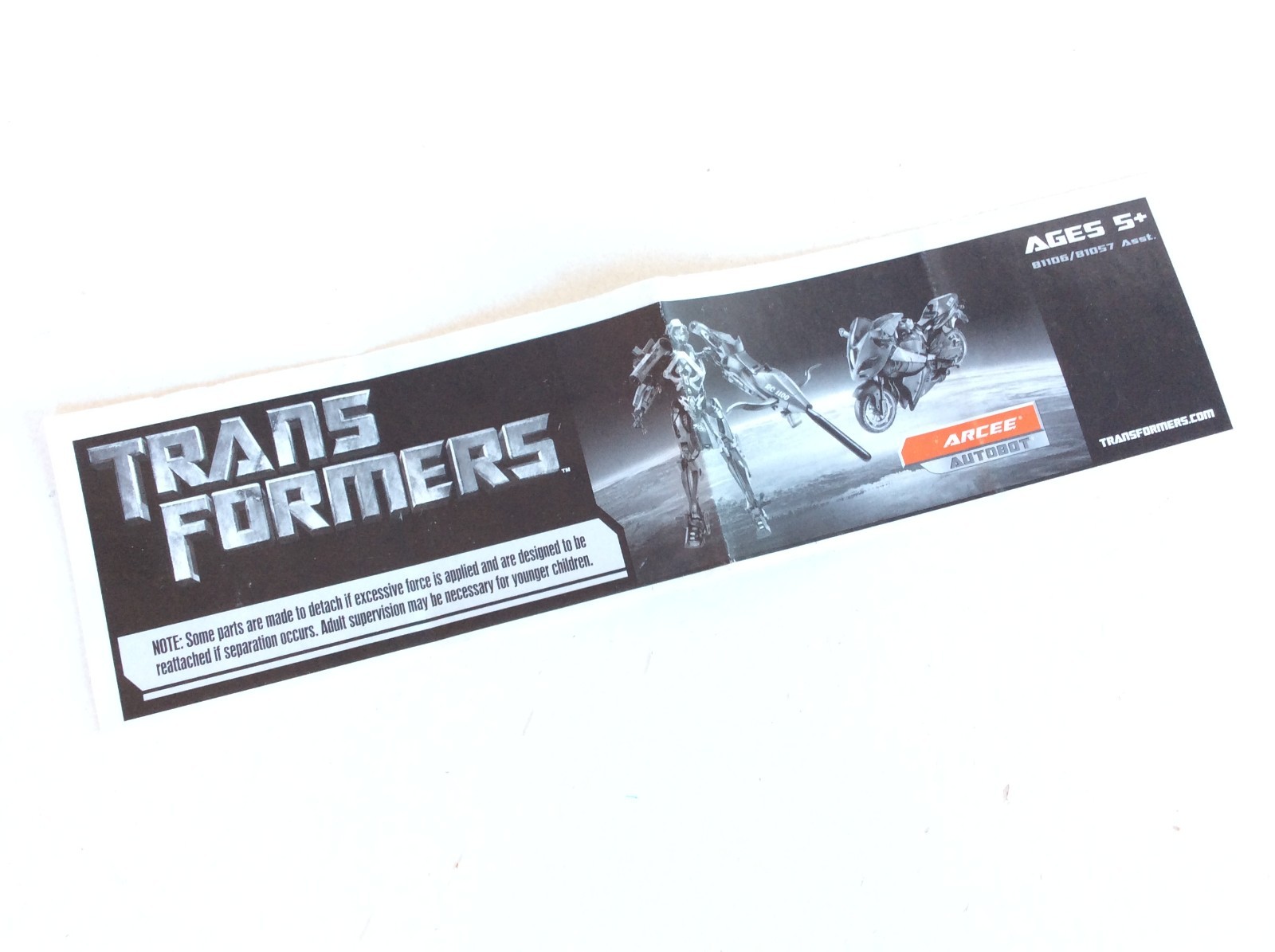 TRANSFORMERS Movie ARCEE Instructions Manual, Deluxe 2007