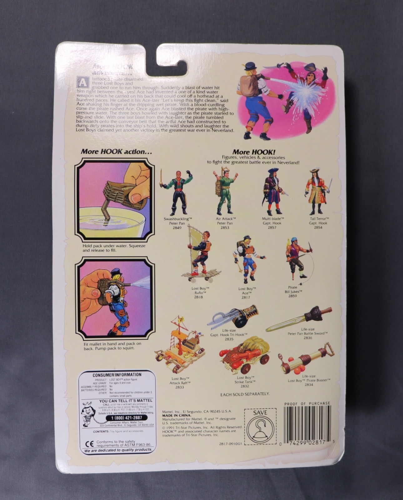 1991 Mattel Hook Peter Pan Lost Boy ACE Action Figure in Package