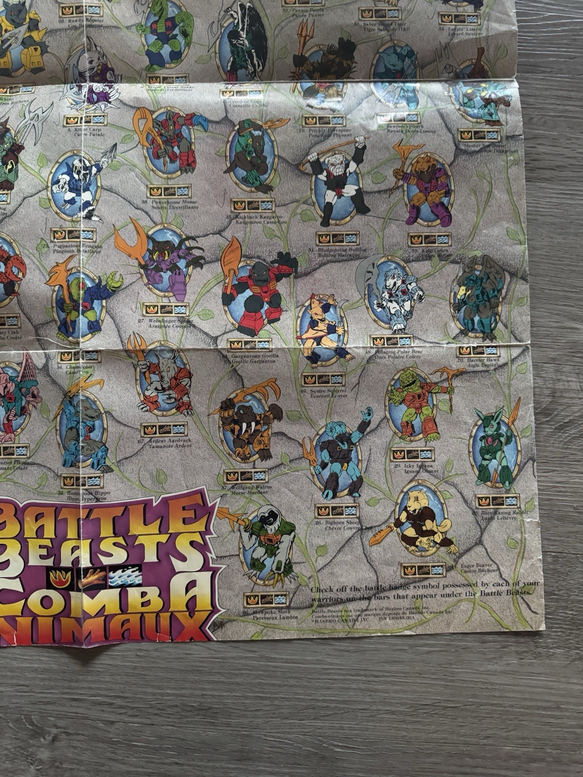 Battle Beasts Poster (Made in Canada) 1987 Hasbro Mail away redemption character