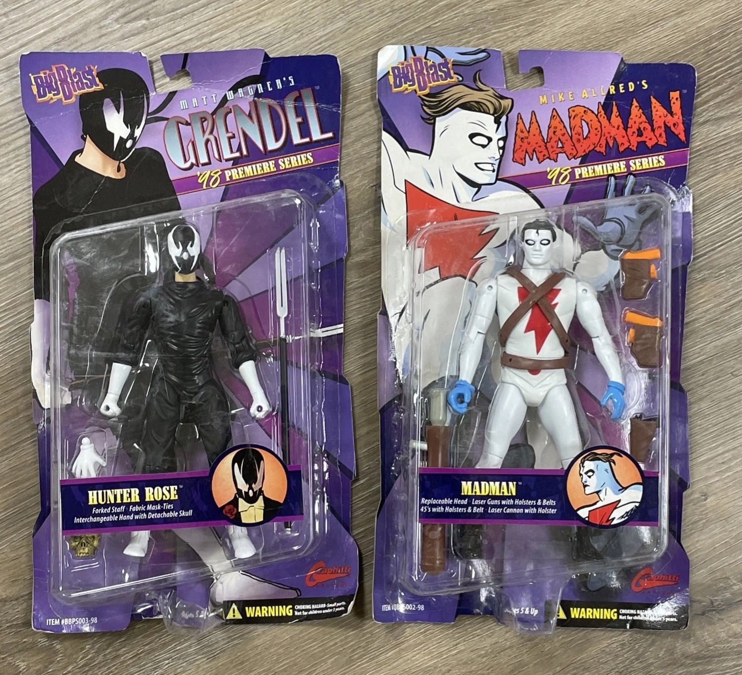 Lot of 2 Matt Wagoner’s Grendel & Mike Allred’s Madman Action Figure, 1998, (2)