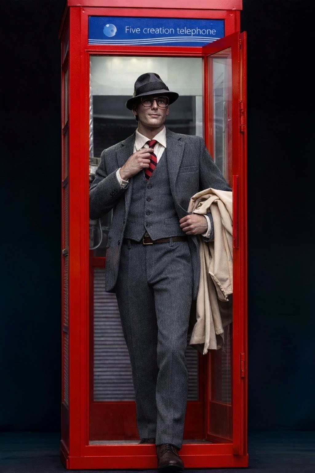 FIVETOYS 1/6 Red Telephone Booth ONLY. Figures Not Included.