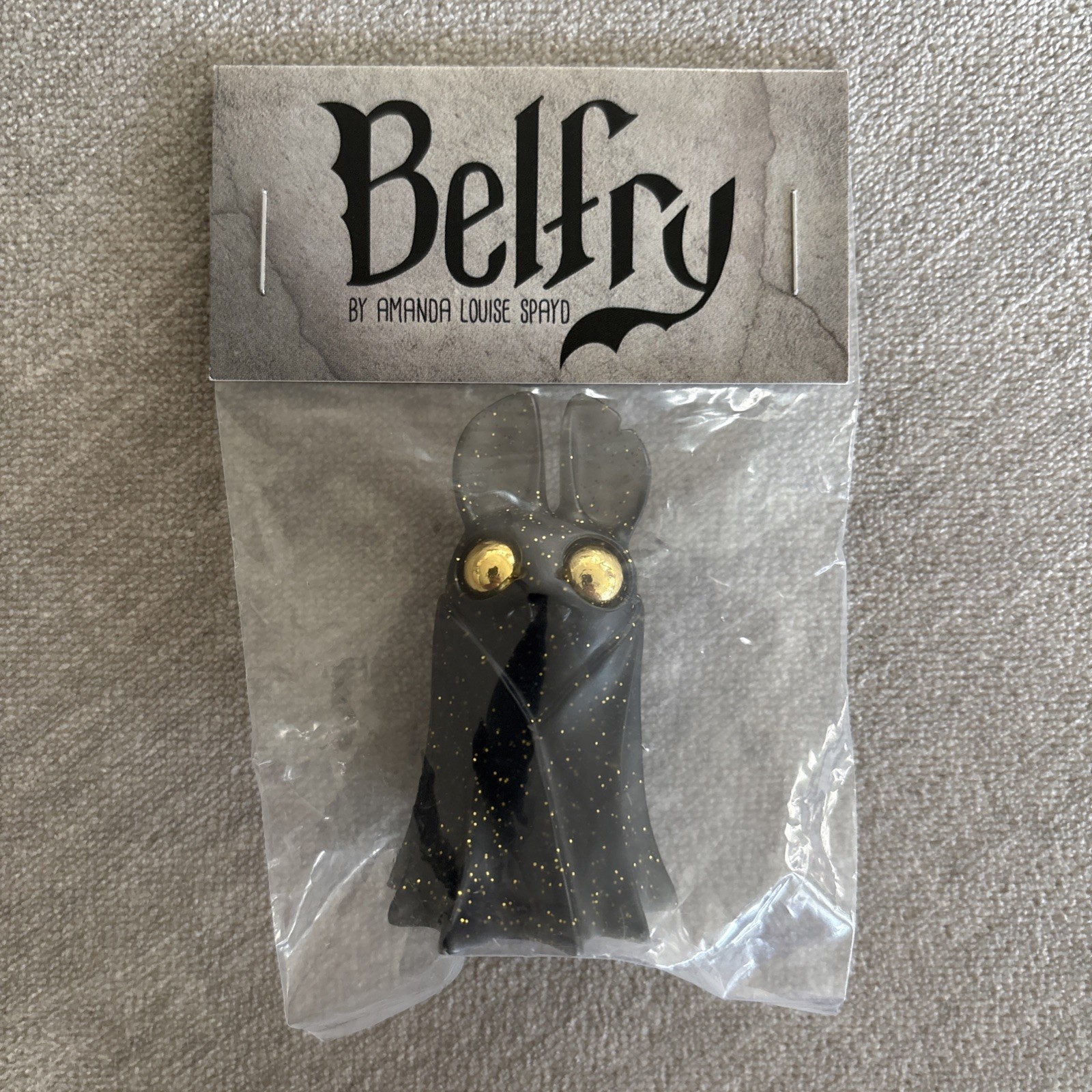 Amanda Louise Spayd Black w/Gold Eyes Glitter Belfry Bat Resin Figure 2.5&Prime; DCon