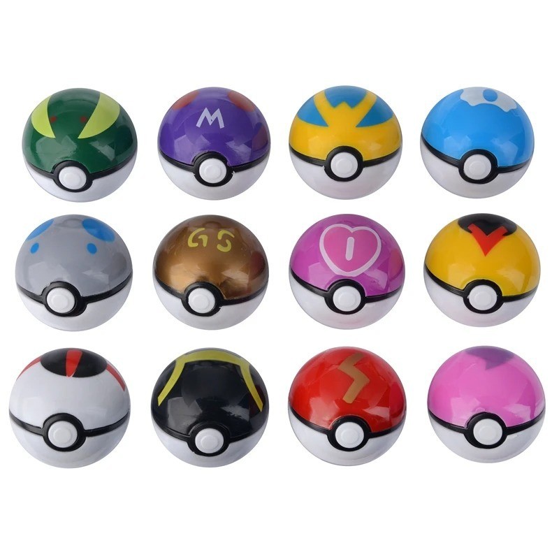 12PCS Pocket Monster Mini Figures Set with Poke Balls Anime Collectible Toys
