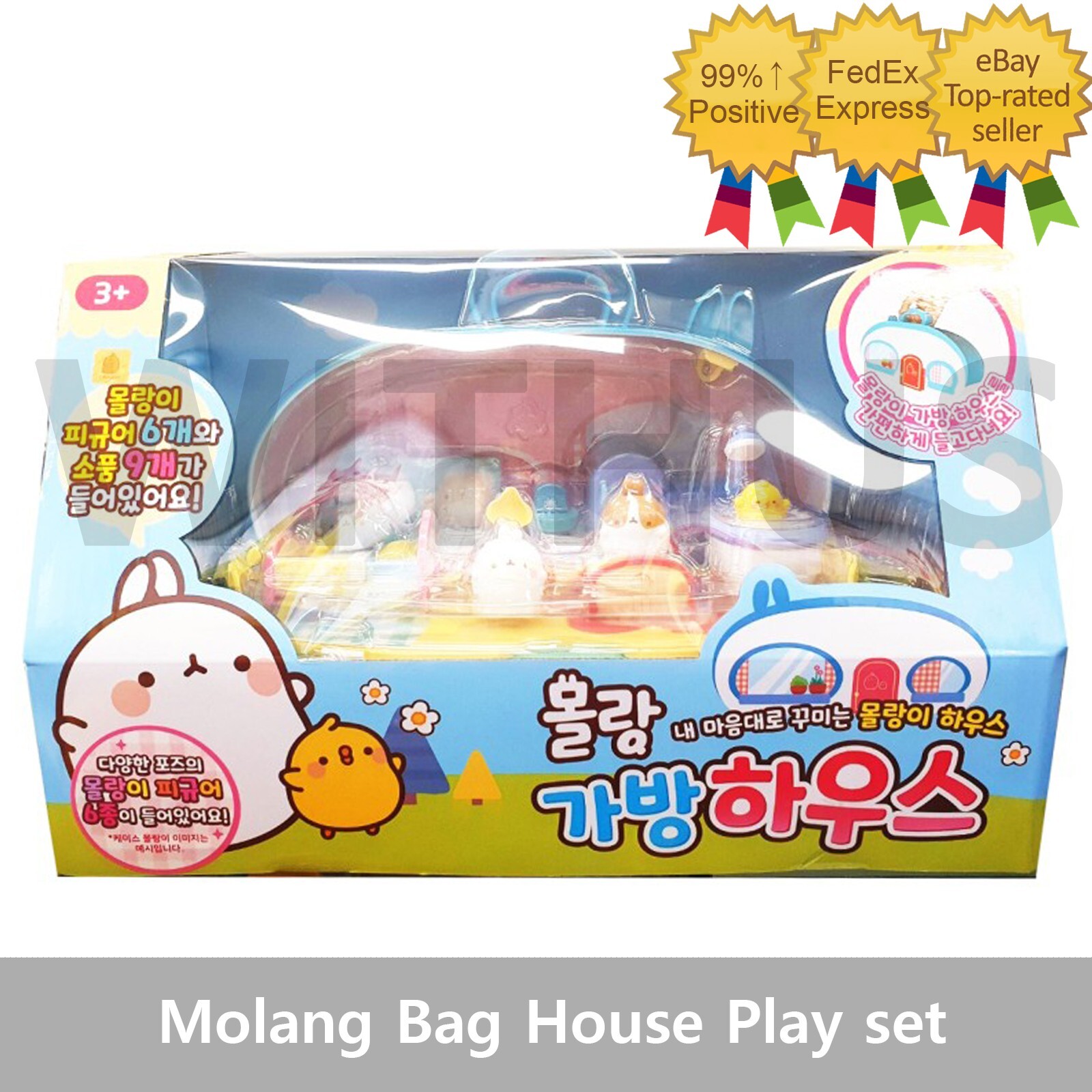 Molang Bag House + 6 Figure Role Play set Korea Toy – Tracking 몰랑이 가방하우스