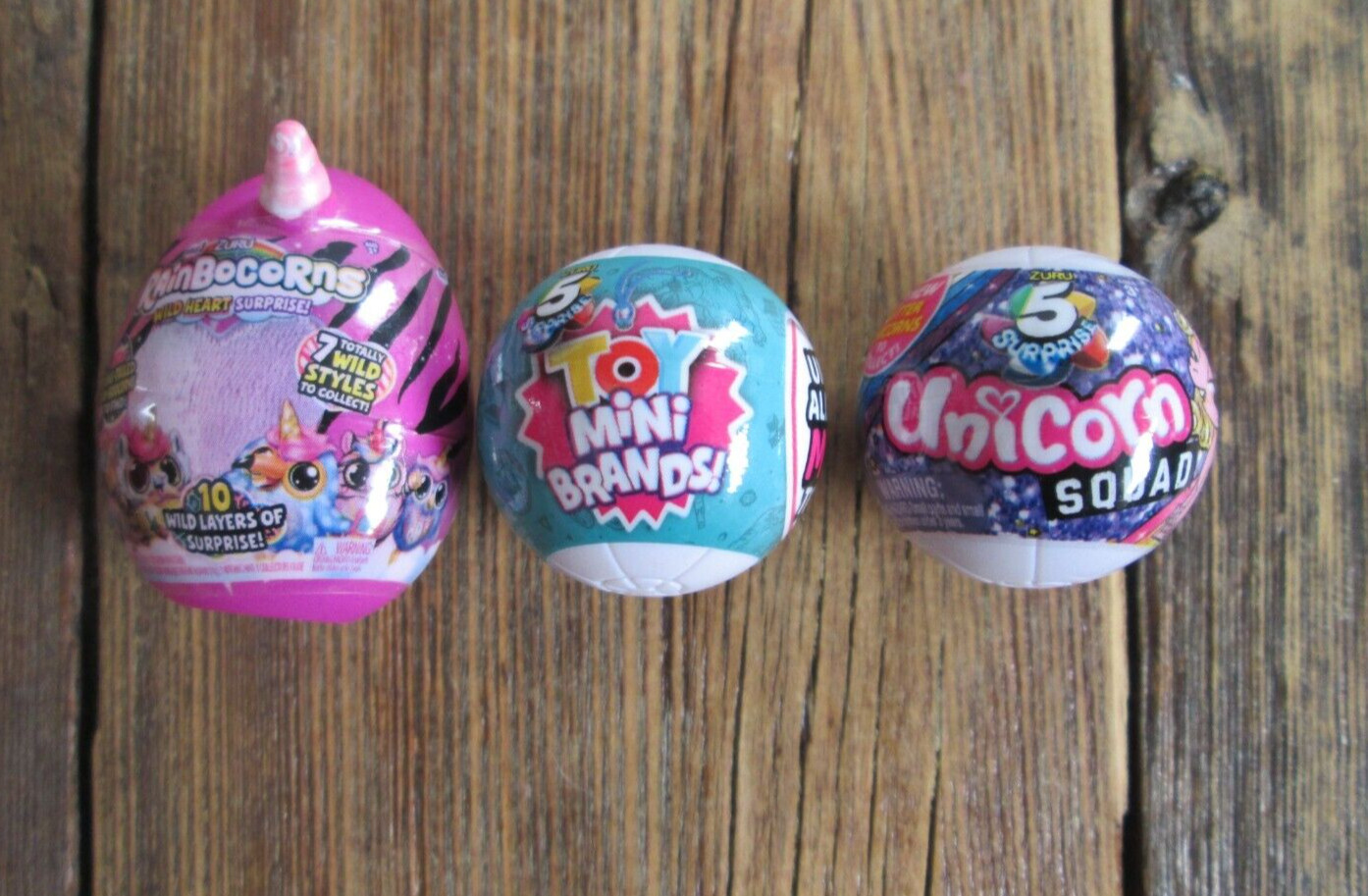 Zuru Mini Brands LOT 3 Unicorn Squad Rainbocorns Surprise Unbox Glitter Toys