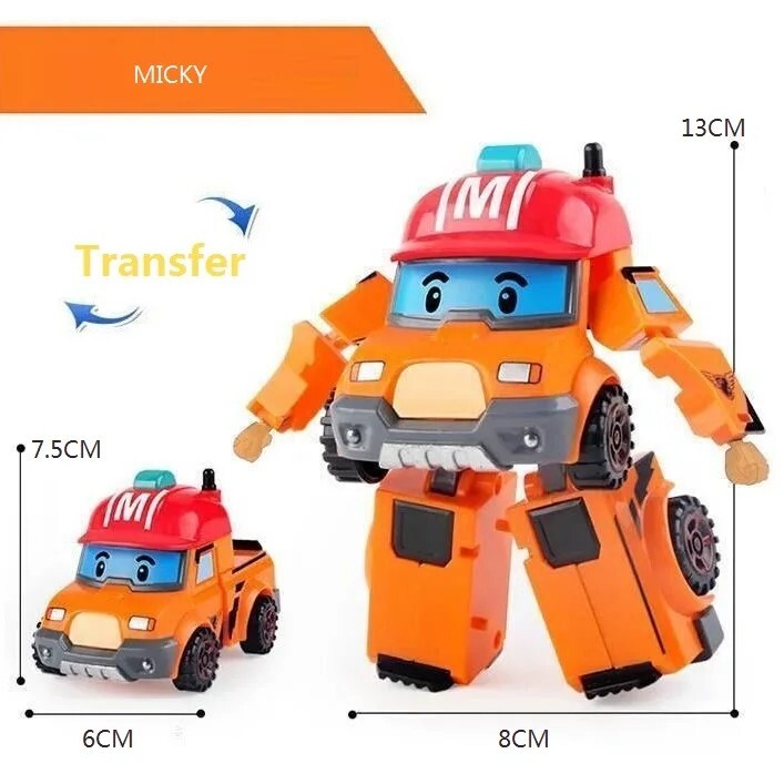 6Pcs Robocars Transformatie Robot Anime Action Figure Cartoon Toy ABS Plastic