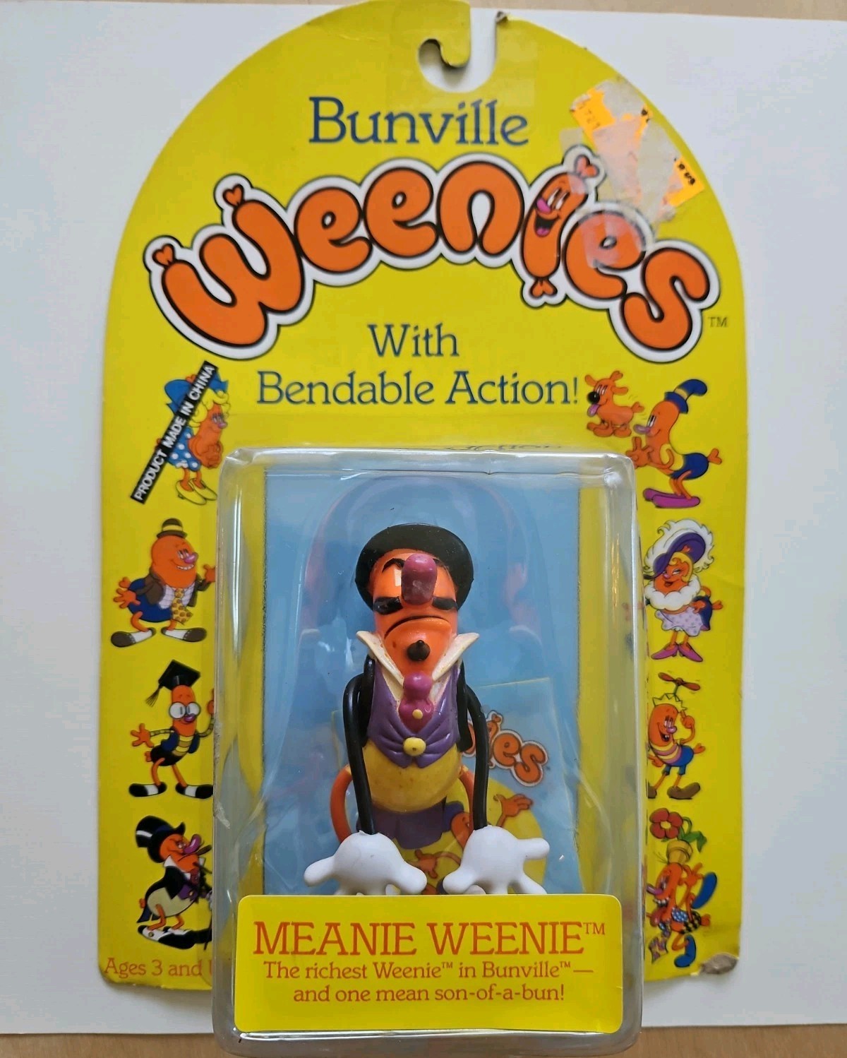 1983 Kiscom BUNVILLE Weenies Meanie Weenie PVC Bendable Figure New In Package