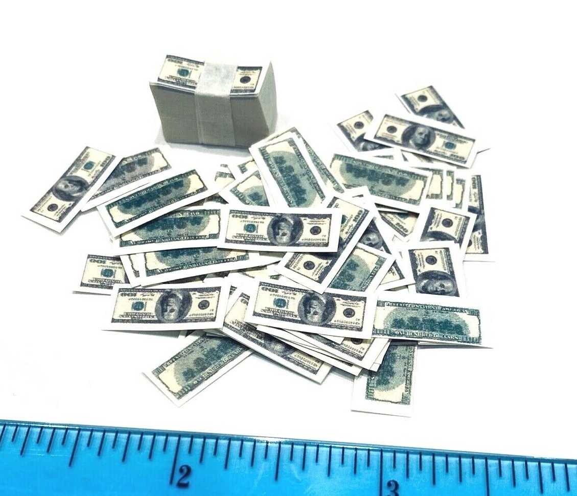 AX-BL: 1/12 miniature toy US Money Cash Bills (2 stacks) for 6&Prime; action figures