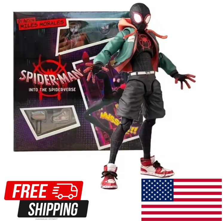 Spider-Man Miles Morales Action Figure Into the Spider-Verse Toy Gift With Box