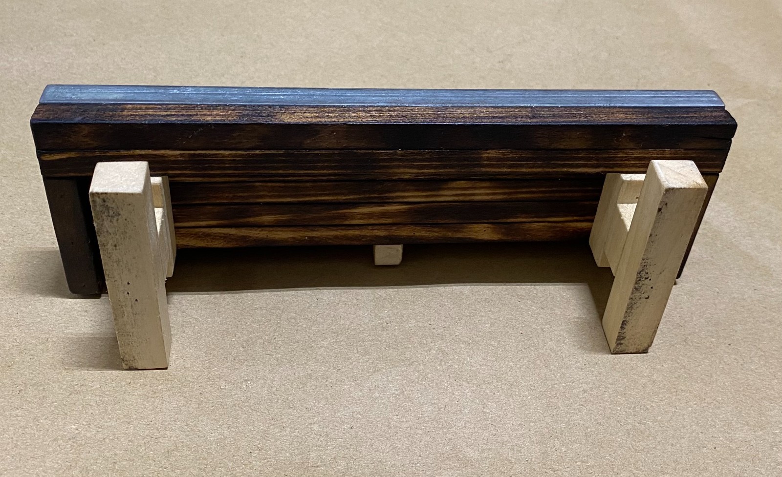 Handmade Fingerboard Bench Ledge Burned Wood Metal Coping 8inch Long 4inch High