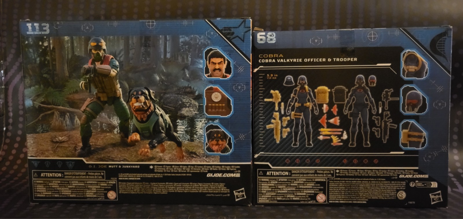 G.I. Joe Classified Series #113 Mutt & Junkyard, #68 Cobra Valkyries, RARE, NIB