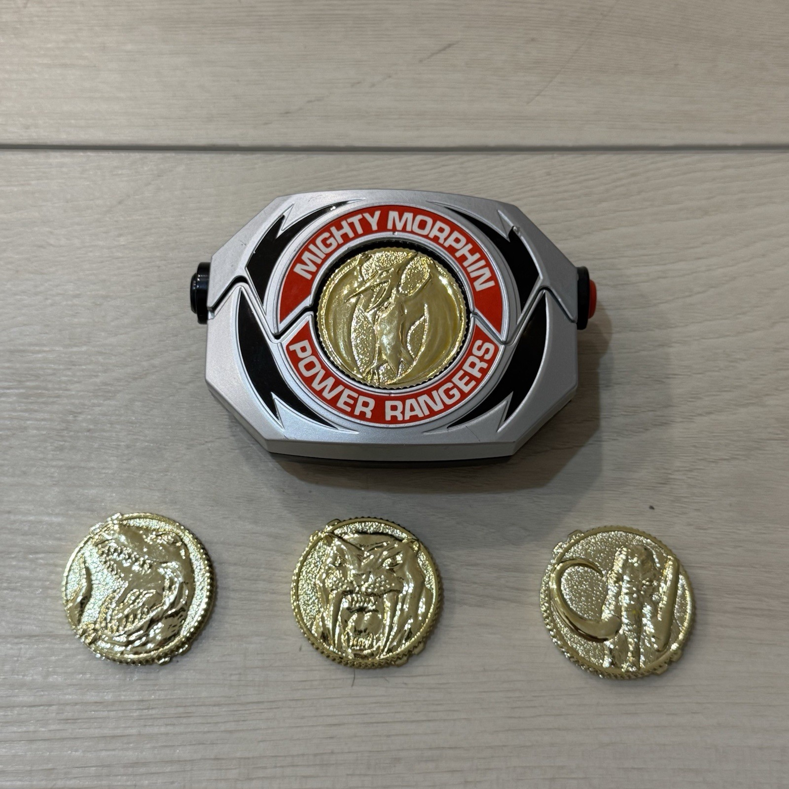 1991 Mighty Morphin Power Rangers Handheld Coin Morpher Bandai W/4 Coins – Works