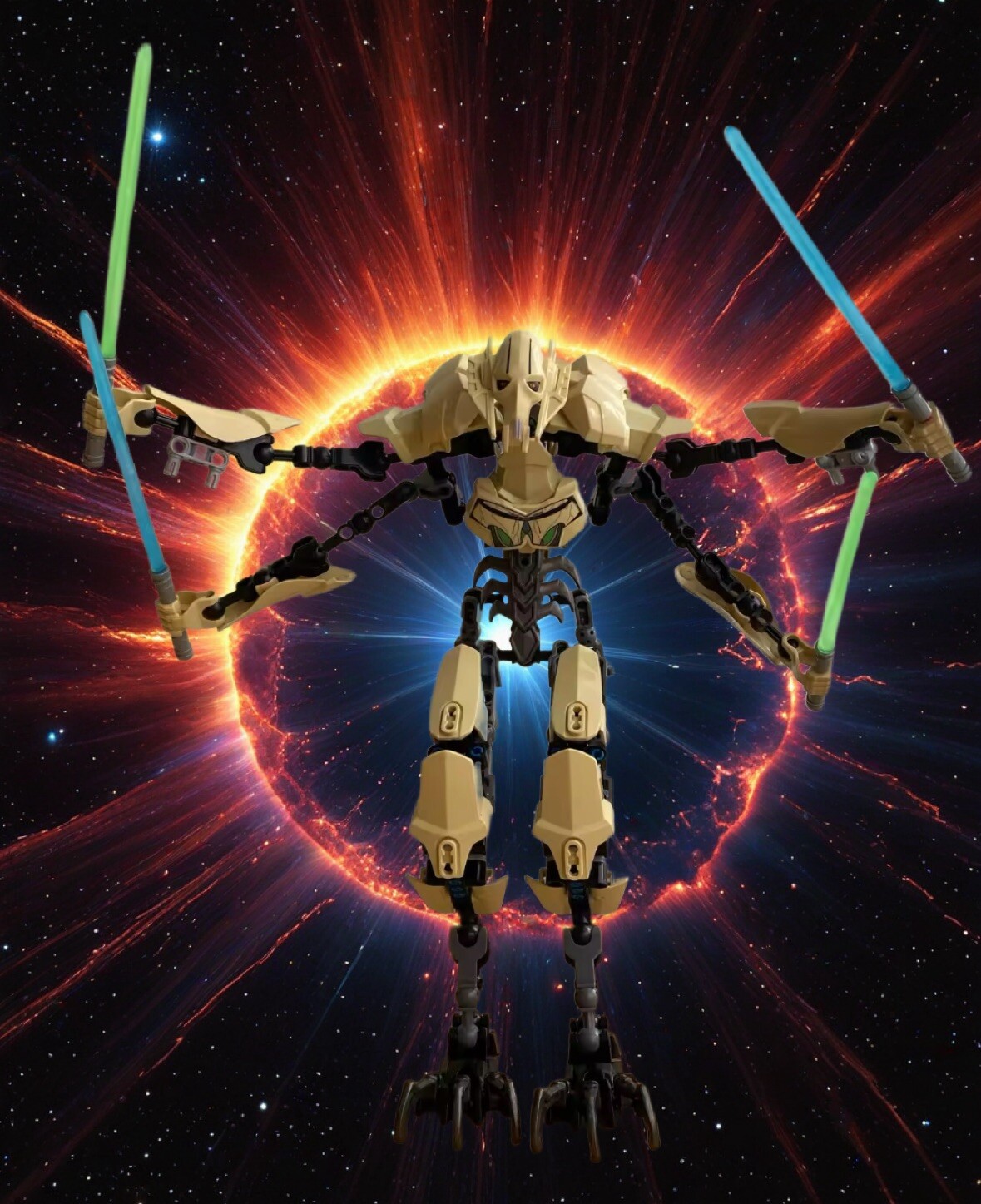32cm Star War General Robot Grievous With Lightsaber 183 Piece Assembly Kit Toy