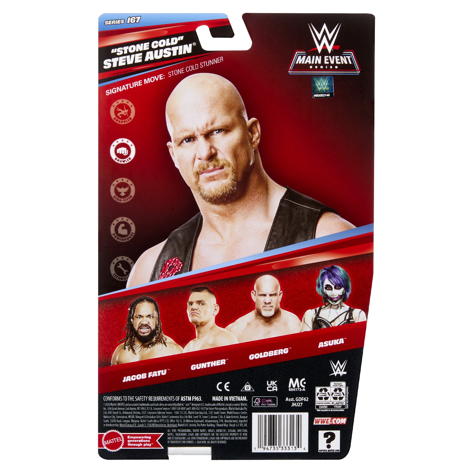 Stone Cold Steve Austin – WWE Main Event 167 Mattel Toy Wrestling Figure
