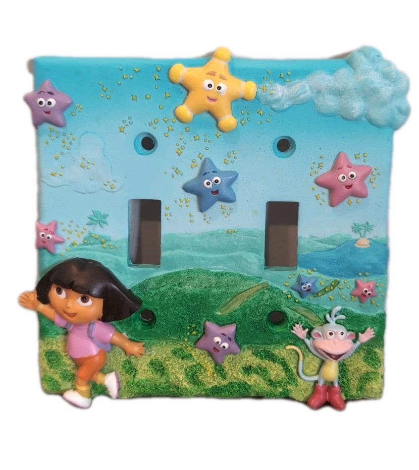Dora The Explorer 3D Borders Unlimited Double Switch Plate Cover Nick Jr New