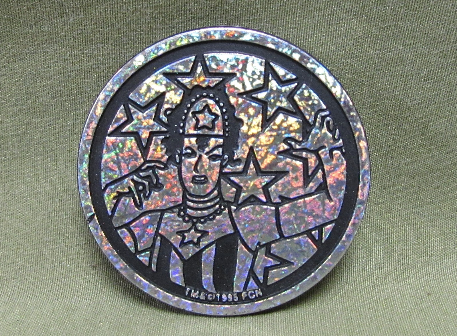 SILVER AMERICAN MAID KINI SLAMMER 1995 The Tick Plastic Pog Milkcap Fox Network