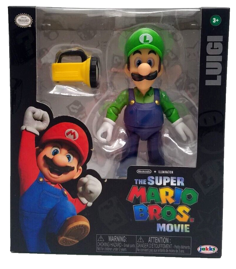 LUIGI Nintendo The Super Mario Bros. Movie Action Figure with Flashlight NRFB