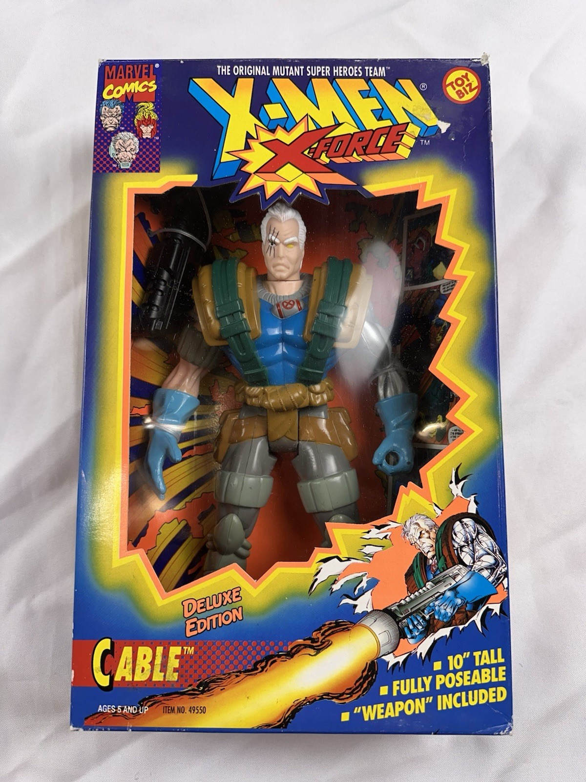 Cable X-Force X-Men 10&Prime; Delux Edition Fully Posable Weapon Toy Biz 1994 NEW