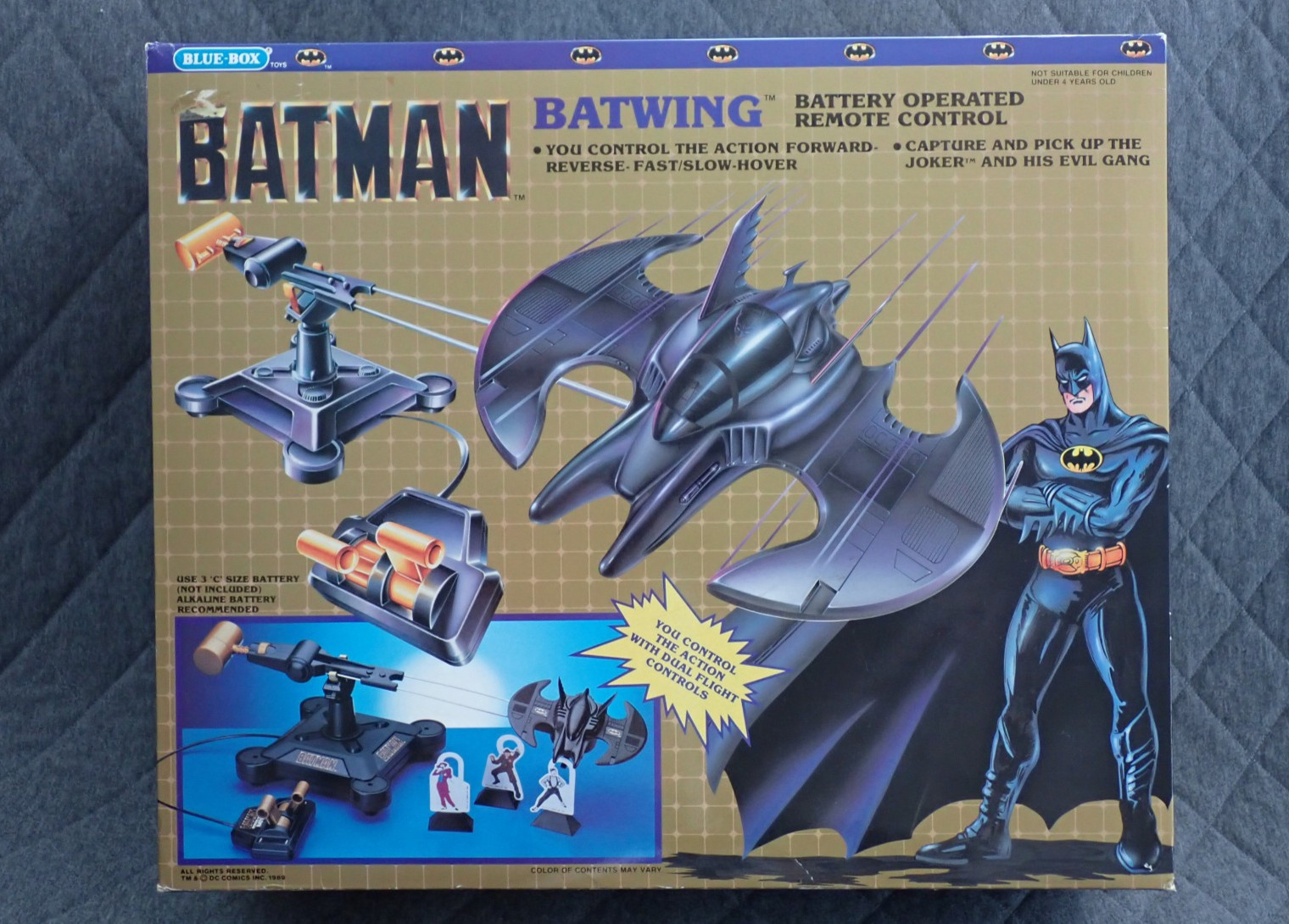 BATMAN BATWING REMOTE CONTROL BLUE BOX 1989 VERTIBIRD