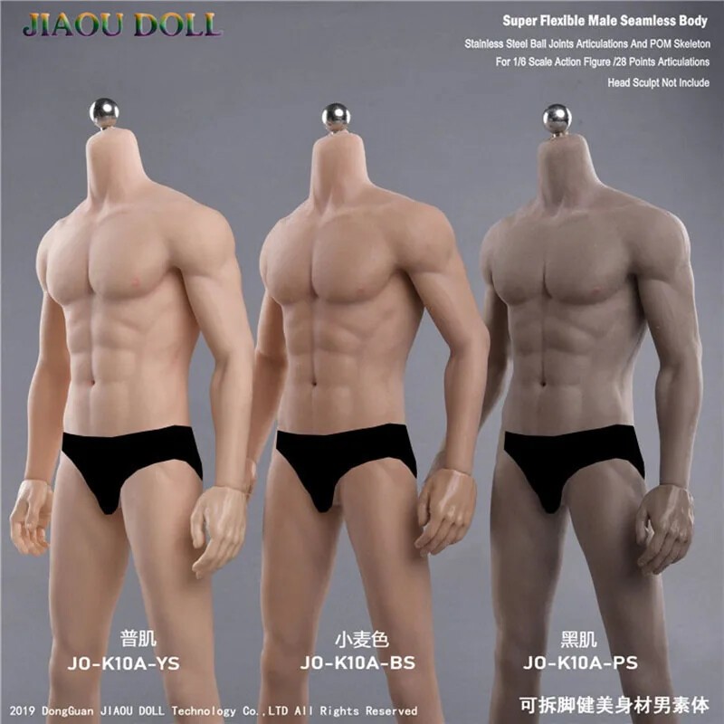 JIAOU DOLL 1/6 Male Rubber Seamless Body Lan Body Muscular 12&Prime; Action Figure