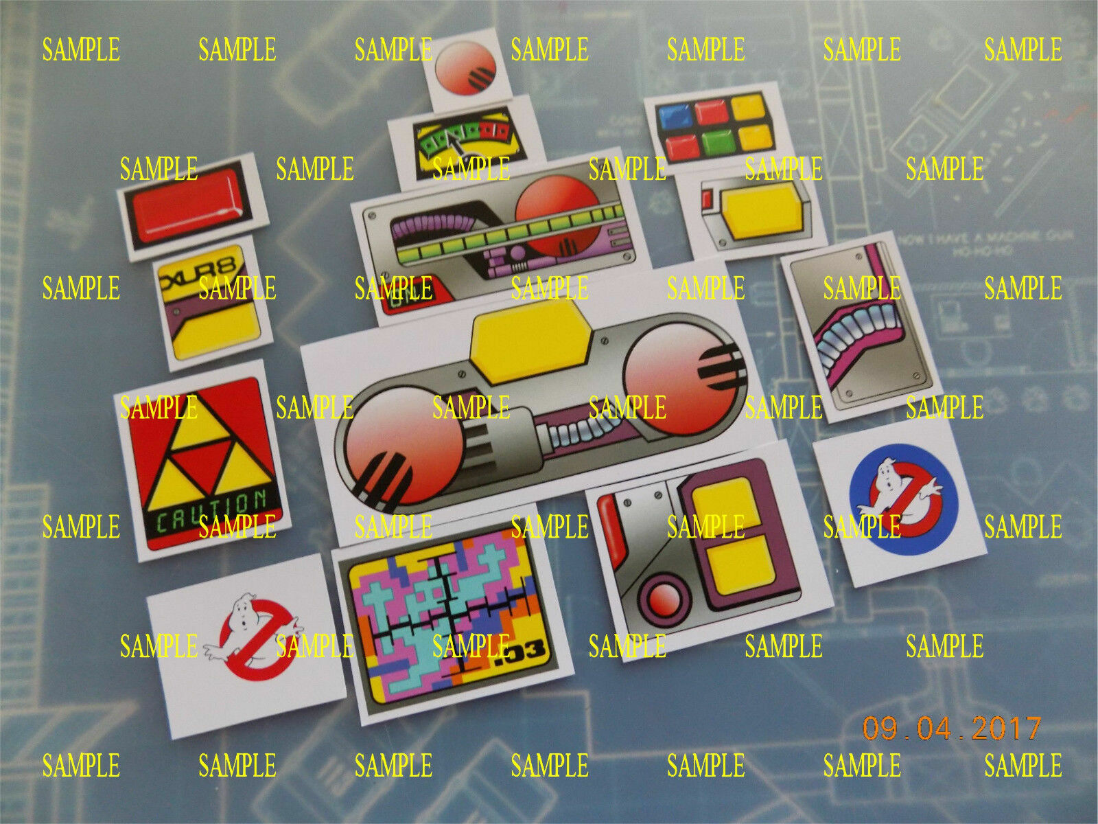 Kenner Ghostbusters Proton Pack & PKE Meter Ghost Trap Replacement Stickers