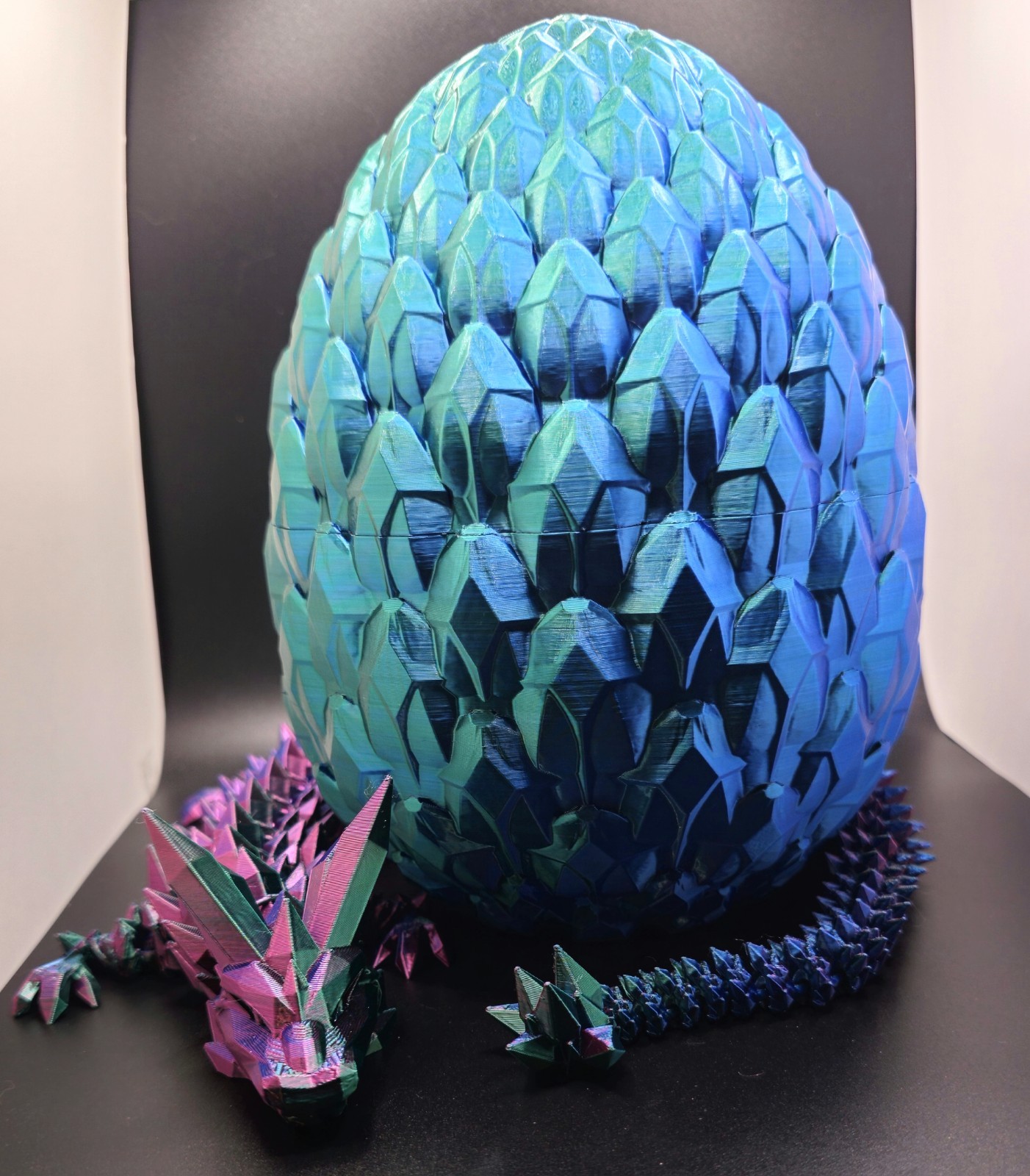 3D Printed Flexi Dragon, Articulated Crystal Dragon [WITH EGG]/Large-24inches