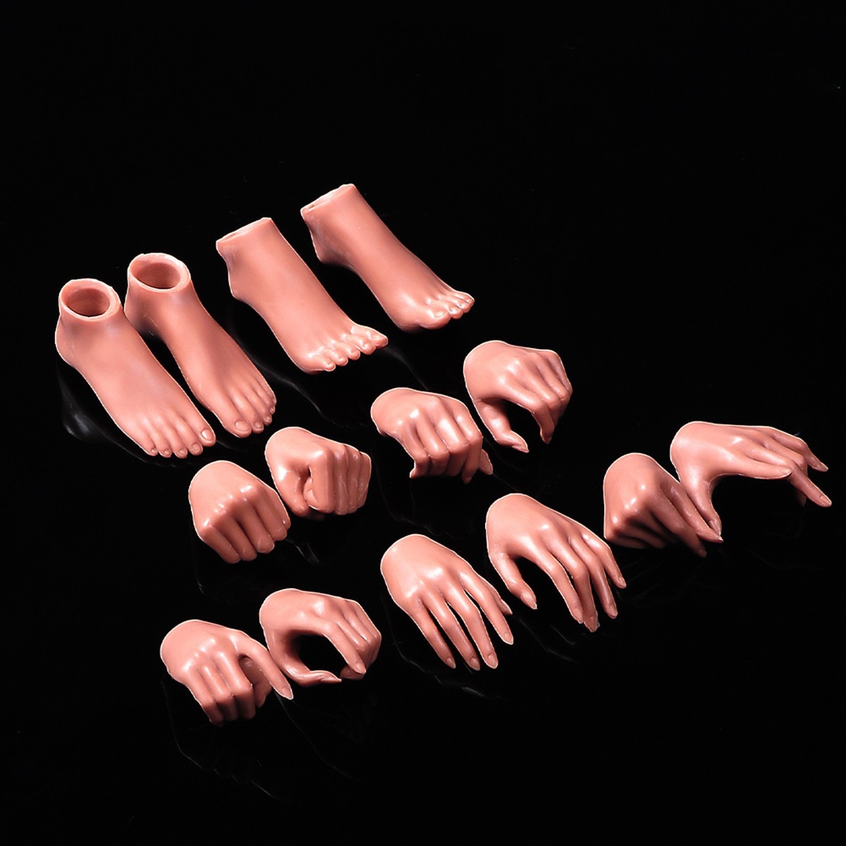 1:6 Hands Foot Model Copper Suntan Skin For 12inch Action Figure Female Body Toy