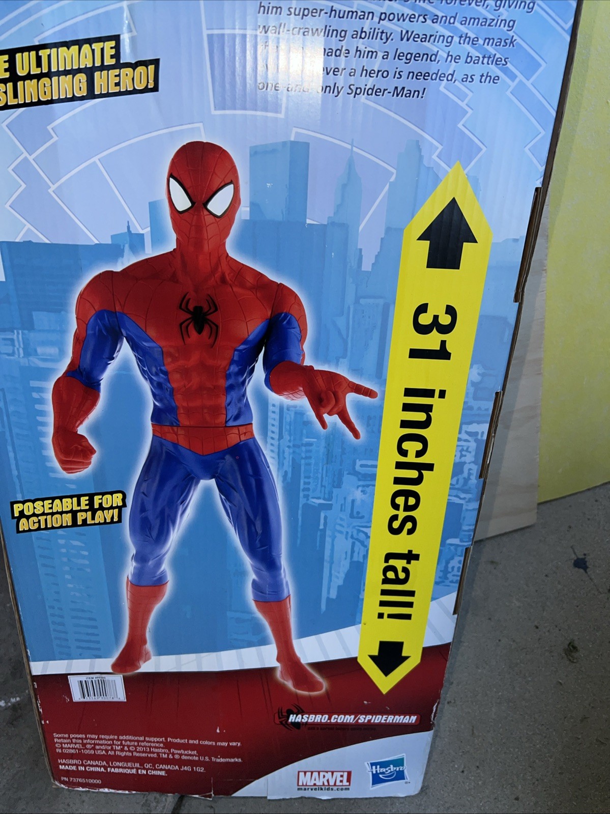 Marvel Spiderman Ultimate 31&Prime; Inch Action Figure Poseable Large Huge 2013 Hasbro
