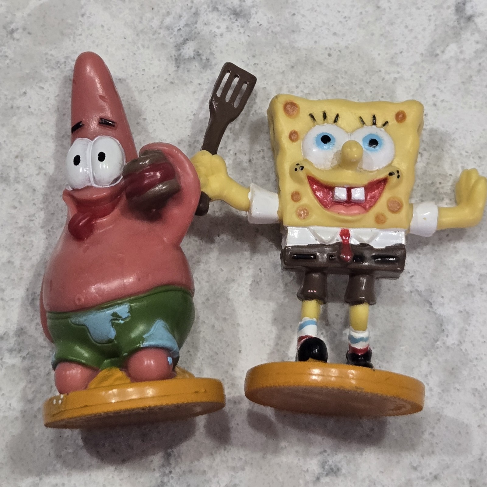 Spongebob And Patrick Mini Figures Patty Spatula Viacom 2007 Cake topper Toy
