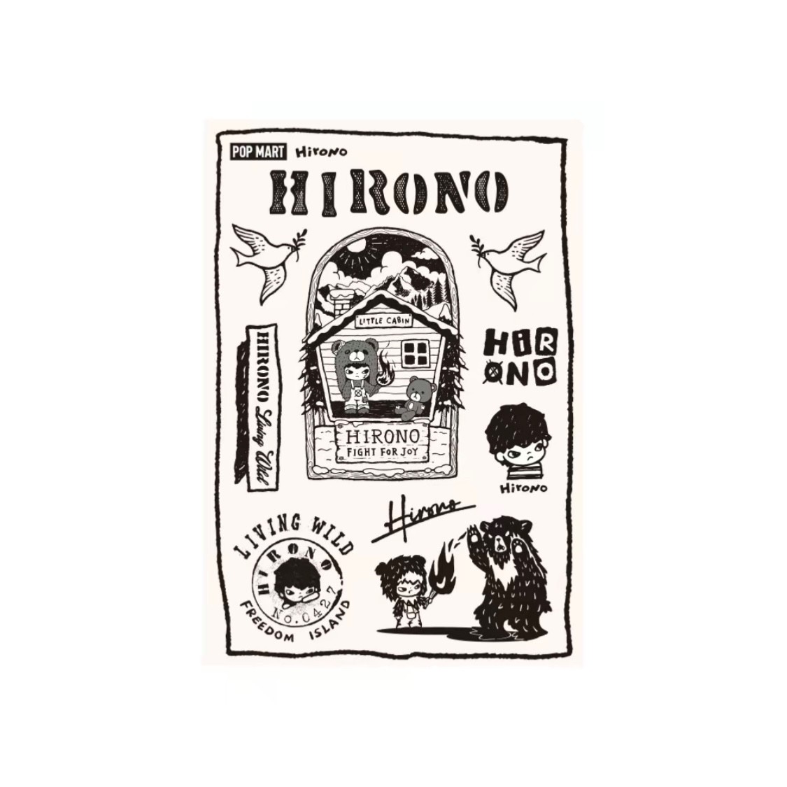 (US) HIRONO Living Wild Fight For Joy Large Sticker Sheet New Authentic Pop Mart