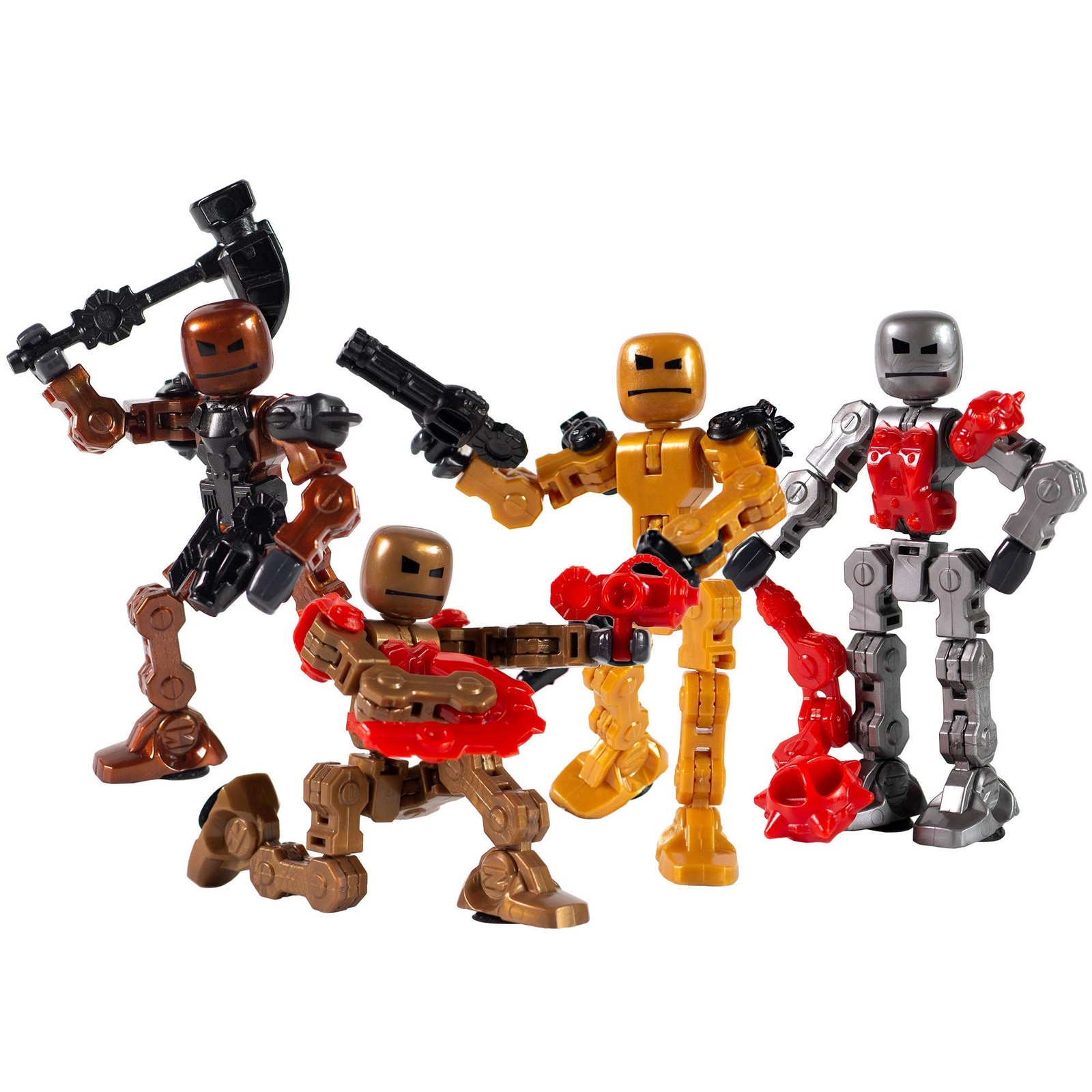 Zing Klikbot, Complete Set of 4 Poseable Action Figures with Weapons, Translu…