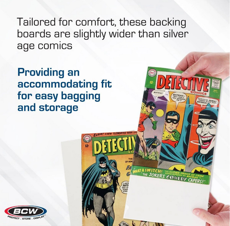 New BCW Silver Comic Book Backing Boards Pack of 100 Acid Free 24 PT, 7&Prime; x 10.5&Prime;