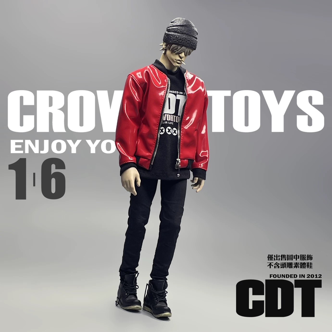 1/6 Scale Soldiers Leather Jacket&Short Sleeve T-shirt&Slim Pants Clothes Suits