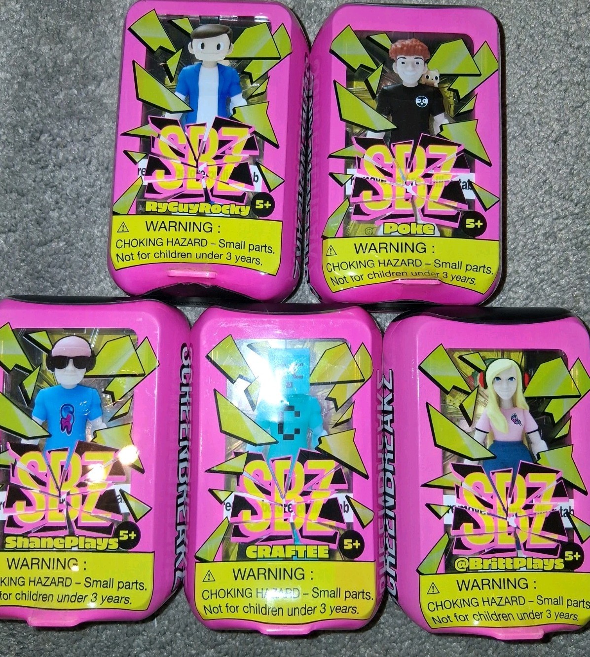 Lot of 5 SBZ Screen Breakz Figures Craftee Poke Brittplays Shaneplays Ryguyrocky