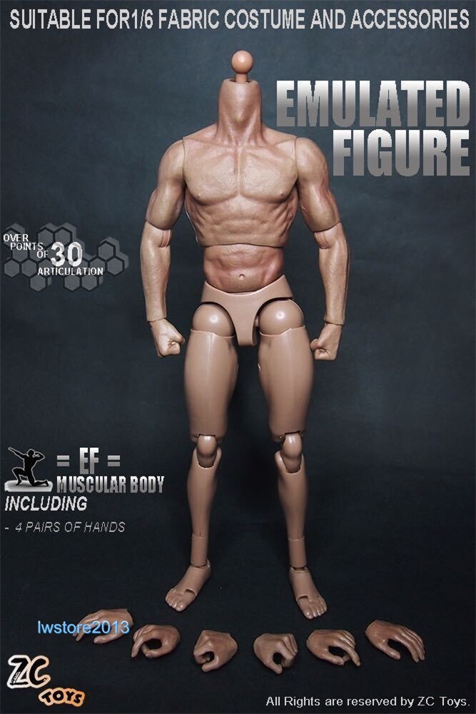 ZC Toys 1/6 Scale 12&Prime; Muscular Male Action Figure Body For Hot Toys Head Sculpt